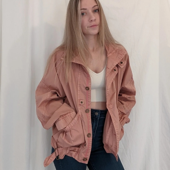 Free People Pink Mauve Parachute Bomber Jacket - Picture 8 of 9